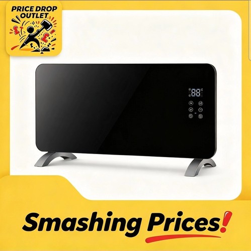 Black glass smart panel - panel, heater